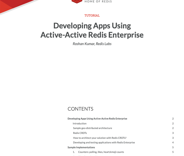 使用Active-Active Redis Enterprise开发应用万博体育彩程序